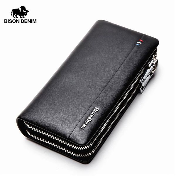 bison denim large capacity genuine leather wallet men coin pocket long double zipper business clutch bag cowskin purse wallets, Red;black
bison denim large capacity genuine leather wallet men coin pocket long double zipper business clutch bag cowskin purse wallets, Red;black