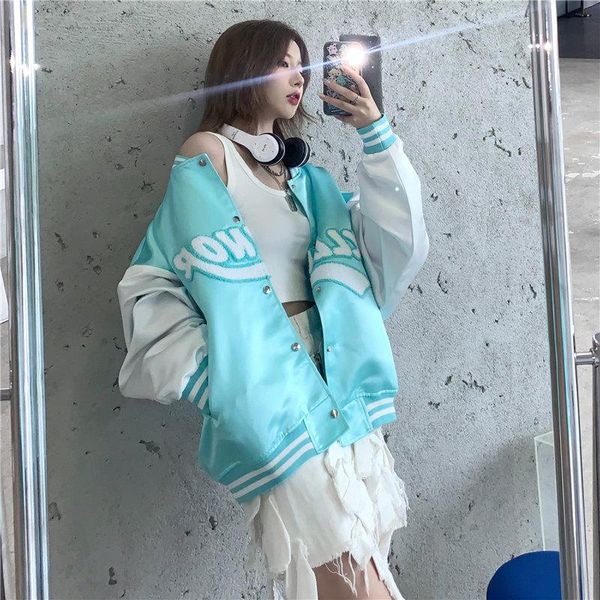 women's jackets street baseball uniform jacket spring/summer 2021 smiling embroidered coat thin casual top, Black;brown
women's jackets street baseball uniform jacket spring/summer 2021 smiling embroidered coat thin casual top, Black;brown