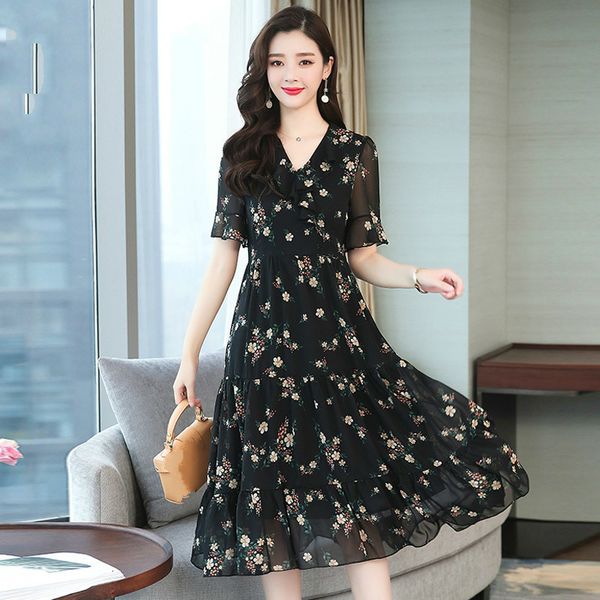 casual dresses women chiffon summer elegant v neck floral print beach party dress short sleeve sundress robe gkdr, Black;gray
casual dresses women chiffon summer elegant v neck floral print beach party dress short sleeve sundress robe gkdr, Black;gray