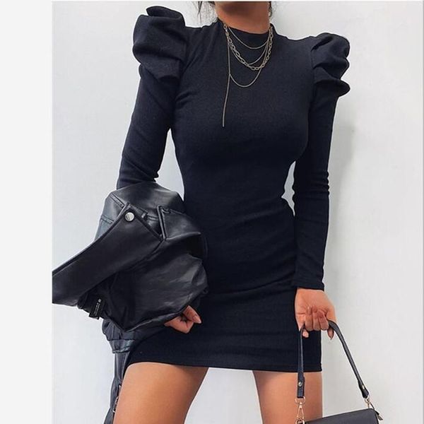 casual dresses puff long sleeve bodycon mini dress woman fall winter o-neck elegant office lady streetwear vestidos, Black;gray
casual dresses puff long sleeve bodycon mini dress woman fall winter o-neck elegant office lady streetwear vestidos, Black;gray