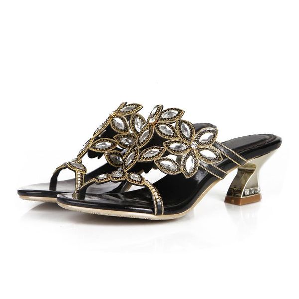 slippers rhinestone flower decoration hollow thick heel horse shoes sandals women's large size 6cm high, Black
slippers rhinestone flower decoration hollow thick heel horse shoes sandals women's large size 6cm high, Black
