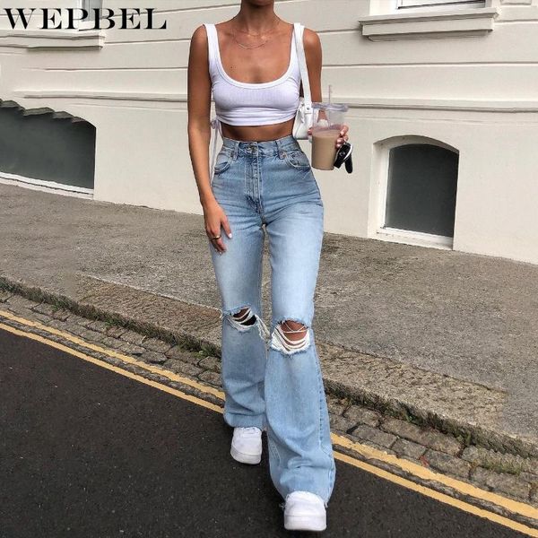 women's jeans wepbel slim fit casual ripped wide-legged summer fashion mid waist button pocket denim flare pants, Blue
women's jeans wepbel slim fit casual ripped wide-legged summer fashion mid waist button pocket denim flare pants, Blue