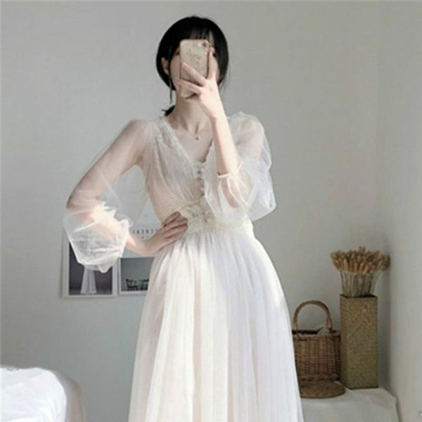 casual dresses women elegant solid long sleeve 2021 spring summer v-neck chiffon a line dress vintage mesh party vestidos, Black;gray
casual dresses women elegant solid long sleeve 2021 spring summer v-neck chiffon a line dress vintage mesh party vestidos, Black;gray