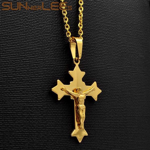 pendant necklaces sunnerlees 316l stainless steel jesus christ cross necklace rolo link chain men women gift sp211, Silver
pendant necklaces sunnerlees 316l stainless steel jesus christ cross necklace rolo link chain men women gift sp211, Silver