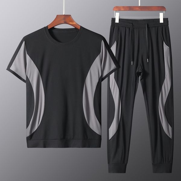 2021 summer thin high elastic ice sports suit men's casual wear short sleeve trousers air conditioning two piece set, Gray
2021 summer thin high elastic ice sports suit men's casual wear short sleeve trousers air conditioning two piece set, Gray