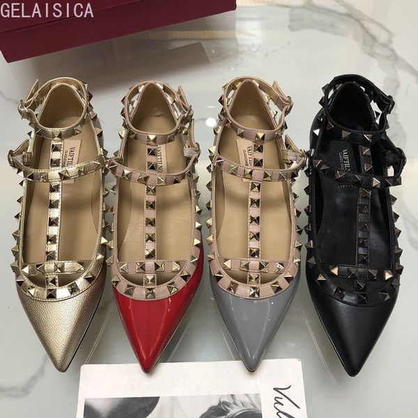 sandals brand v women sandals spring 2021 leather shallow mouth pointed toe fashion rivet flat shoes 34-43, Black
sandals brand v women sandals spring 2021 leather shallow mouth pointed toe fashion rivet flat shoes 34-43, Black