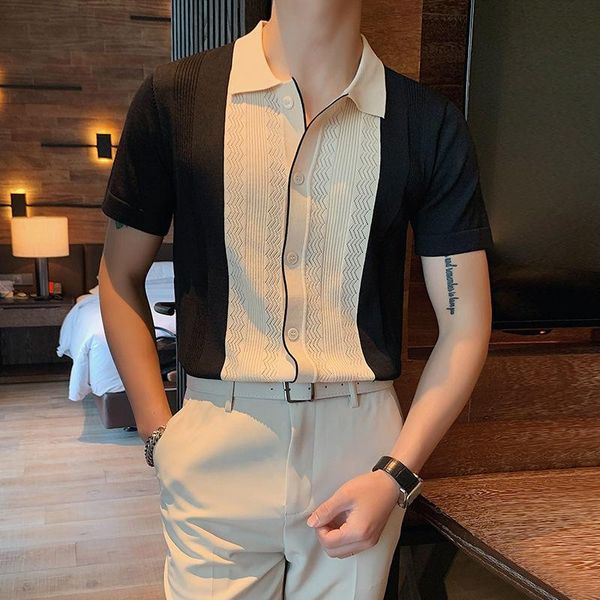 men's t-shirts knitted short sleeve t-shirt korean 2021 summer slim fit light mature style hollow out lapel half british, White;black
men's t-shirts knitted short sleeve t-shirt korean 2021 summer slim fit light mature style hollow out lapel half british, White;black