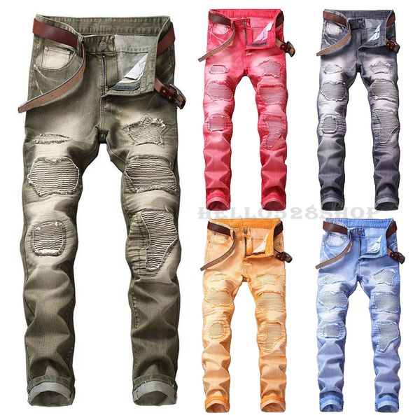 fashion large size 29-42 mens colorful jeans multicolor motorcycle tide pants ripped slim fit casual long trousers biker novelty design kg-2, Blue
fashion large size 29-42 mens colorful jeans multicolor motorcycle tide pants ripped slim fit casual long trousers biker novelty design kg-2, Blue