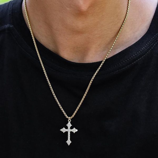 pendant necklaces classic luxury cross men necklace gold color stainless steel box chain for jewelry gift, Silver
pendant necklaces classic luxury cross men necklace gold color stainless steel box chain for jewelry gift, Silver