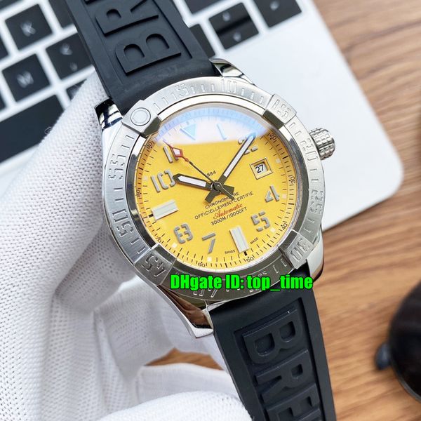 8 styles watches a17331 stainless steel 43mm automatic mechanical mens watch yellow dial rubber strap gents wristwatches, Slivery;brown
8 styles watches a17331 stainless steel 43mm automatic mechanical mens watch yellow dial rubber strap gents wristwatches, Slivery;brown
