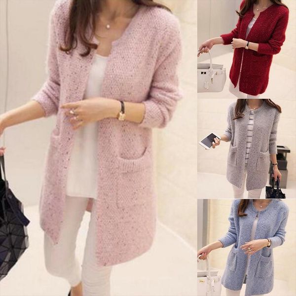 winter warm fashion women solid womens sweater color pockets knitted tunic cardigan, White;black
winter warm fashion women solid womens sweater color pockets knitted tunic cardigan, White;black