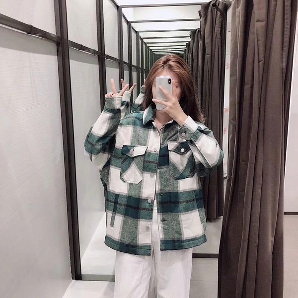 women's wool & blends women plaid jacket coat vintage stylish pocket fashion lapel collar long sleeve loose outwear autumn winter warm, Black
women's wool & blends women plaid jacket coat vintage stylish pocket fashion lapel collar long sleeve loose outwear autumn winter warm, Black