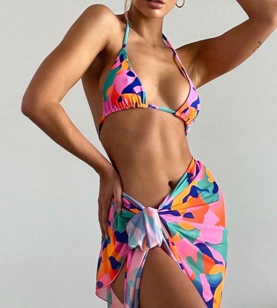 women's swimwear three pieces bikini set women + cover up beach skirt female print push biquini brazilian halter bathing suit, White;black
women's swimwear three pieces bikini set women + cover up beach skirt female print push biquini brazilian halter bathing suit, White;black