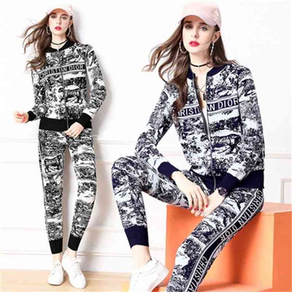 design clothing autumn and winter leisure fashion letter pattern cardigan sweater + slim fitting pants two-piece set, White
design clothing autumn and winter leisure fashion letter pattern cardigan sweater + slim fitting pants two-piece set, White