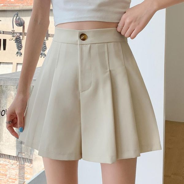 women's shorts pleated summer women high waist loose casual cotton wide leg short pants a-line black white 2021 z543, White;black
women's shorts pleated summer women high waist loose casual cotton wide leg short pants a-line black white 2021 z543, White;black