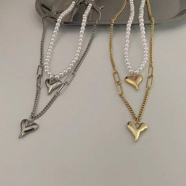 pendant necklaces origin summer creative double-layer love heart necklace for women asymmetric chain faux pearl beaded jewelry, Silver
pendant necklaces origin summer creative double-layer love heart necklace for women asymmetric chain faux pearl beaded jewelry, Silver