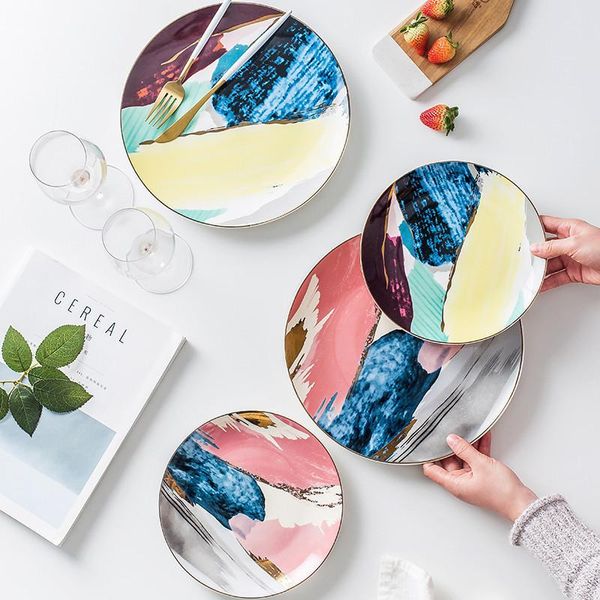 dishes & plates 1pcs dinnerware painting gold inlay colorful cloud 8 /10 inch ceramic plate dinner porcelain cake snack dessert
dishes & plates 1pcs dinnerware painting gold inlay colorful cloud 8 /10 inch ceramic plate dinner porcelain cake snack dessert
