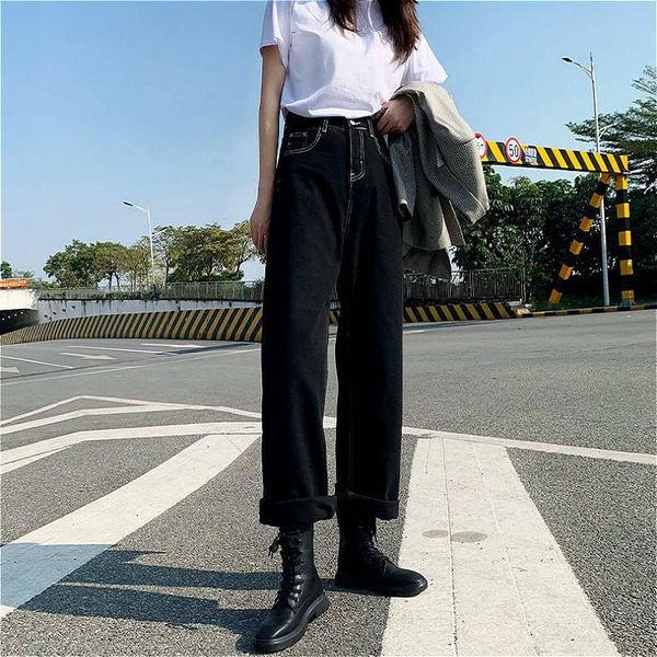 women's jeans retro high waist black loose wide-leg boyfriend straight-leg 2021 draped thin fashion old casual pants, Blue
women's jeans retro high waist black loose wide-leg boyfriend straight-leg 2021 draped thin fashion old casual pants, Blue