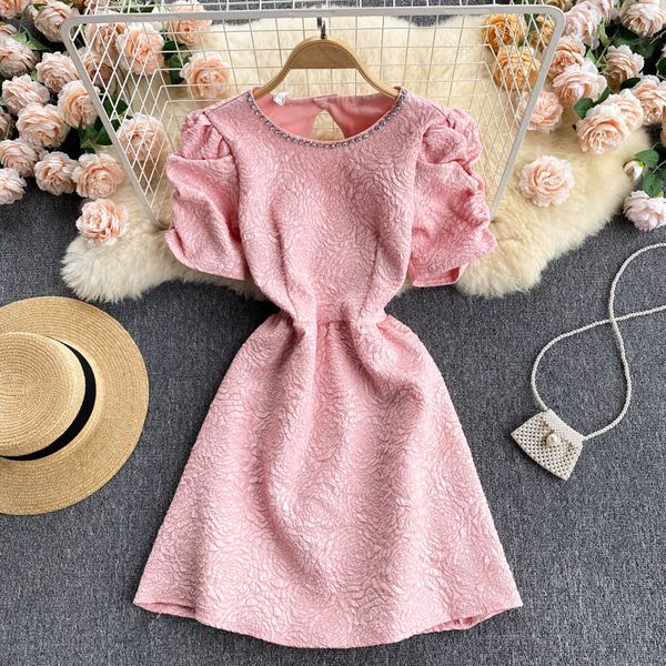 two piece dress korean elegant women's solid decoration o neck puff sleeve short back hole a-line party vestidos r, White
two piece dress korean elegant women's solid decoration o neck puff sleeve short back hole a-line party vestidos r, White