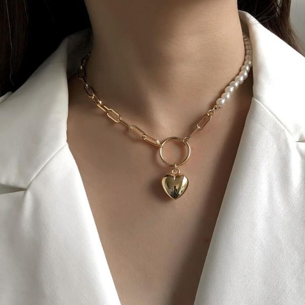 pendant necklaces half side pearls and link chains fashion puff heart necklace for ladies, Silver
pendant necklaces half side pearls and link chains fashion puff heart necklace for ladies, Silver