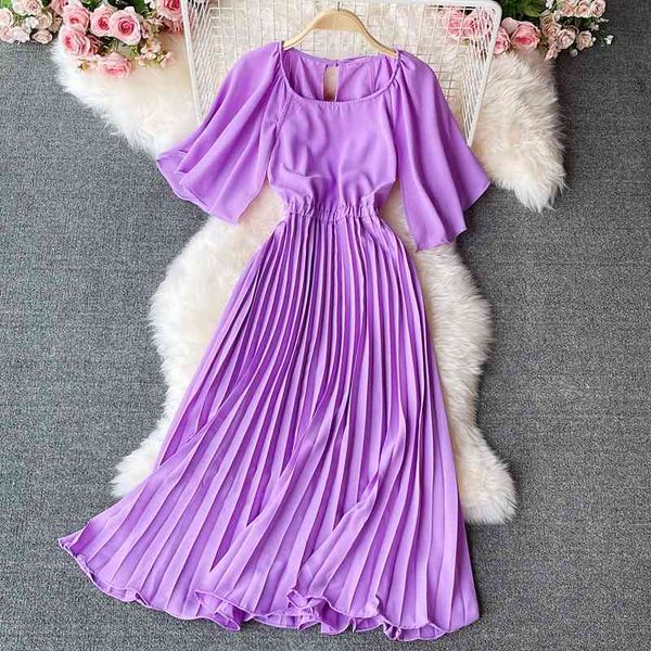 summer vintage women pleated dress elegant round neck short sleeve draped purple/blue/yellow casual vestidos female vacation 210426, Black;gray
summer vintage women pleated dress elegant round neck short sleeve draped purple/blue/yellow casual vestidos female vacation 210426, Black;gray