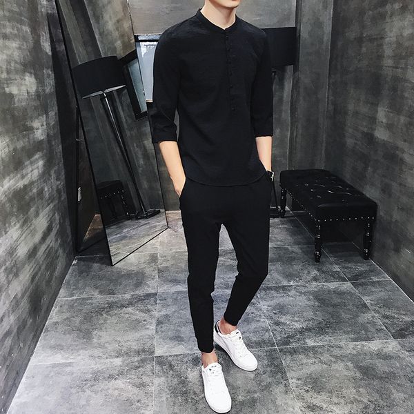 2021 men casual sets spring tracksuit male tee 3/4 sleeve short pants casual sportswear suits men linen set patchwork outwear, Black
2021 men casual sets spring tracksuit male tee 3/4 sleeve short pants casual sportswear suits men linen set patchwork outwear, Black