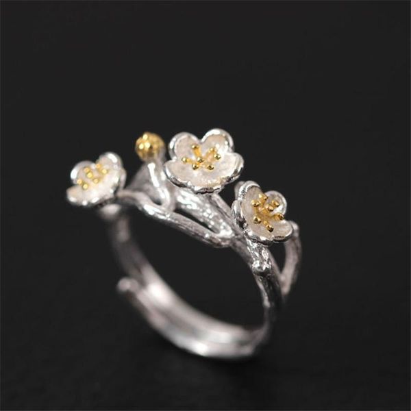 sterling silver chinese style handmade plum opening ring women high-end party wedding jewelry accessories engagement gift cluster rings, Golden;silver
sterling silver chinese style handmade plum opening ring women high-end party wedding jewelry accessories engagement gift cluster rings, Golden;silver