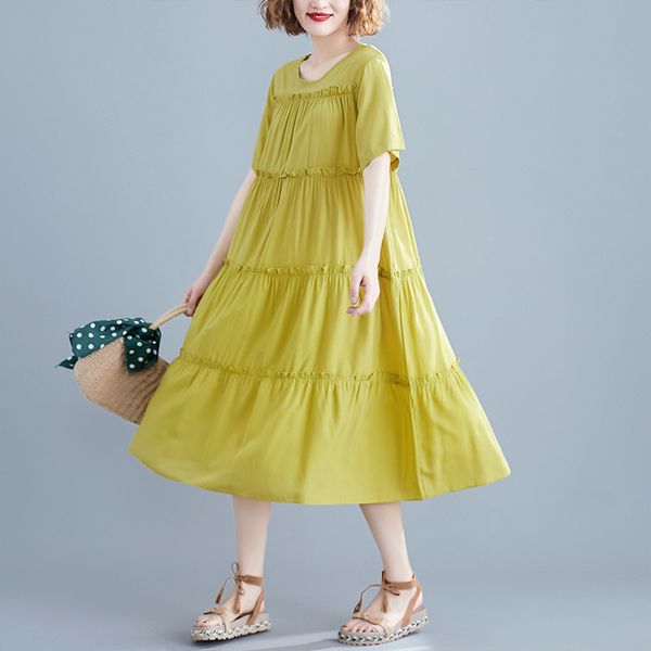 johnature summer korean fashion o-neck short sleeve solid color lace up dress simple loose comfortable women dresses 210521, Black;gray
johnature summer korean fashion o-neck short sleeve solid color lace up dress simple loose comfortable women dresses 210521, Black;gray