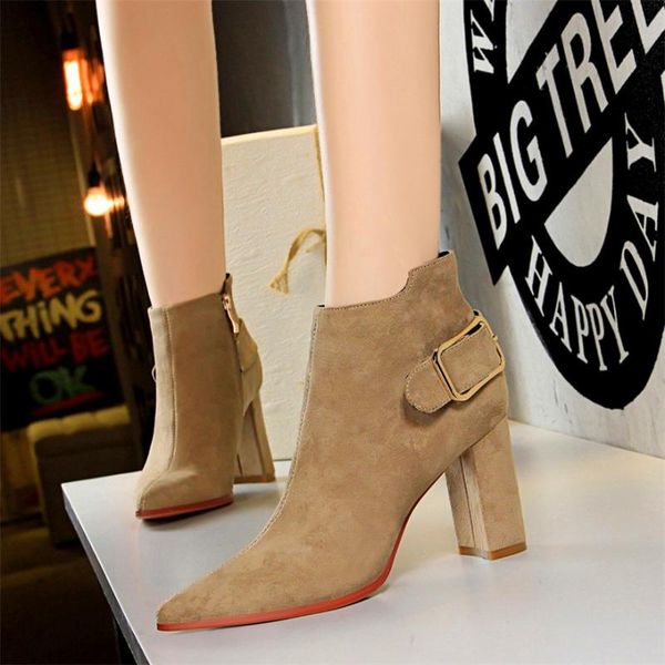 boots metal belt buckle women's winter warm short plush retro ankle pointed toe flock square high heels party shoes woman, Black
boots metal belt buckle women's winter warm short plush retro ankle pointed toe flock square high heels party shoes woman, Black