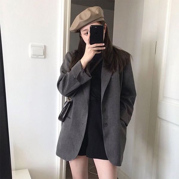 women's suits & blazers autumn western style retro hong kong occupation long loose suit jacket leisure small women, White;black
women's suits & blazers autumn western style retro hong kong occupation long loose suit jacket leisure small women, White;black