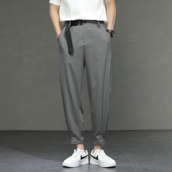 men's pants 2021 summer youth korean style loose drooping suit men 's solid color thin casual ice silk cropped fashion, Black
men's pants 2021 summer youth korean style loose drooping suit men 's solid color thin casual ice silk cropped fashion, Black