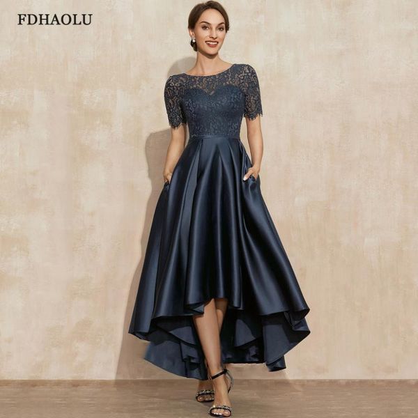 party dresses ae09 navy blue satin prom o-neck lace short sleeve asymmetrical gowns vestidos largos, White;black
party dresses ae09 navy blue satin prom o-neck lace short sleeve asymmetrical gowns vestidos largos, White;black