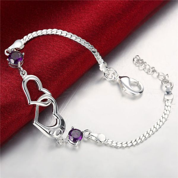 women's sterling silver plated inlaid double heart charm bracelet gssb472 fashion 925 silver plate jewelry bracelets, Golden;silver
women's sterling silver plated inlaid double heart charm bracelet gssb472 fashion 925 silver plate jewelry bracelets, Golden;silver