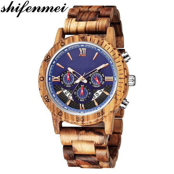wristwatches shifenmei creative wooden watch men quartz chronograph date 6 pins full wood clock multi-function dial male, Slivery;brown
wristwatches shifenmei creative wooden watch men quartz chronograph date 6 pins full wood clock multi-function dial male, Slivery;brown