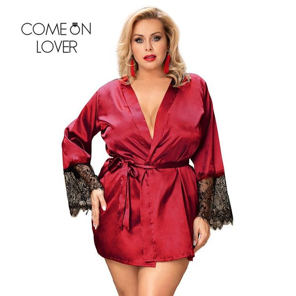 women's sleepwear comeonlover backless lace bathrobe for women satin belt plus size home kimono silk transparent nightwear ri80962, Black;red
women's sleepwear comeonlover backless lace bathrobe for women satin belt plus size home kimono silk transparent nightwear ri80962, Black;red