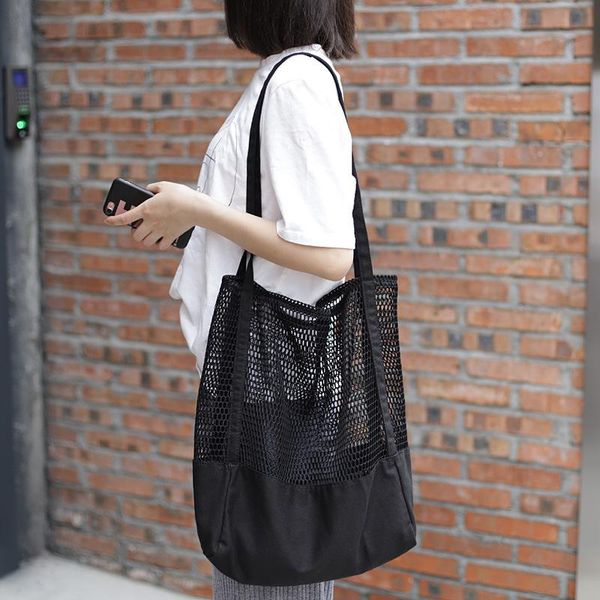 evening bags women transparent mesh splicing canvas large capacity beach bag foldable handbag tote for designer fashion eco shopper
evening bags women transparent mesh splicing canvas large capacity beach bag foldable handbag tote for designer fashion eco shopper