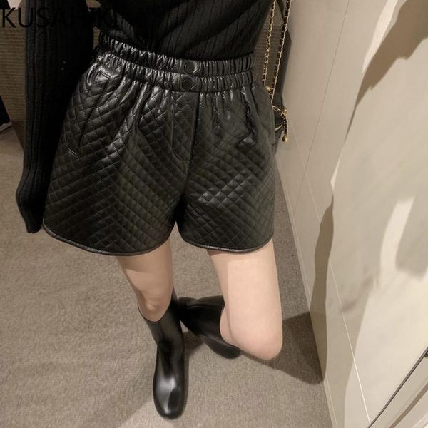 women's shorts kusahiki argyle pu leather women autumn winter korean elastic high waist bottoms causal wide leg shrot feminimos 6n321, White;black
women's shorts kusahiki argyle pu leather women autumn winter korean elastic high waist bottoms causal wide leg shrot feminimos 6n321, White;black