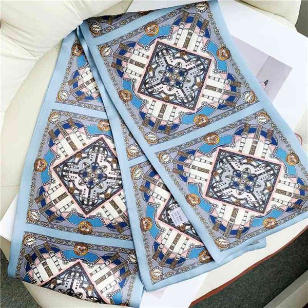 skinny scarf 100% natural silk neckerchief necktie wraps 150*16cm, Blue;gray