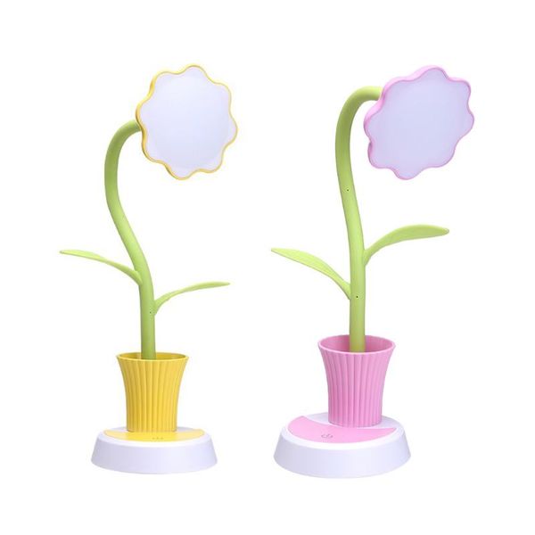 table lamps sunflower reading learning led light student touch control eye care protecting lamp diy usb charging deskbulb decor