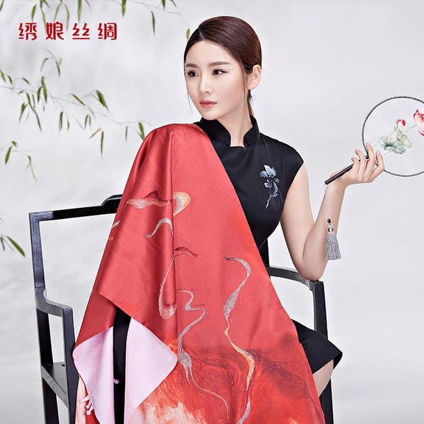 scarves xiuniang silk designer series jiangnan graceful embroidery handmade clasp suzhou embroidered shawl scarf, Blue;gray
scarves xiuniang silk designer series jiangnan graceful embroidery handmade clasp suzhou embroidered shawl scarf, Blue;gray