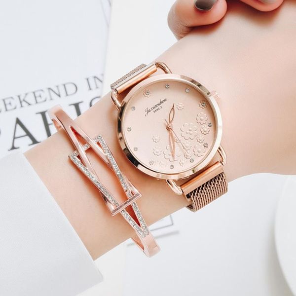 wristwatches fashion 2pcs set watch for women luxury magnet buckle flower rhinestone ladies quartz wrist bracelet zegarek damski, Slivery;brown
wristwatches fashion 2pcs set watch for women luxury magnet buckle flower rhinestone ladies quartz wrist bracelet zegarek damski, Slivery;brown