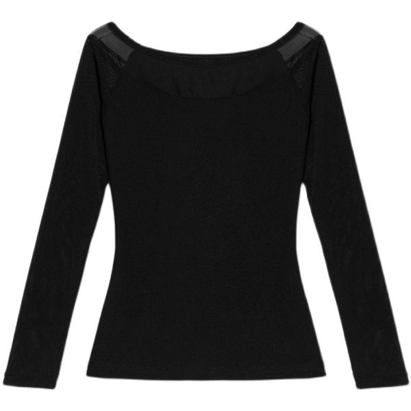 women's t-shirt women bottoming 2021 autumn basic -selling one-shoulder classic slim fashion mesh stitching monochrome top, White
women's t-shirt women bottoming 2021 autumn basic -selling one-shoulder classic slim fashion mesh stitching monochrome top, White
