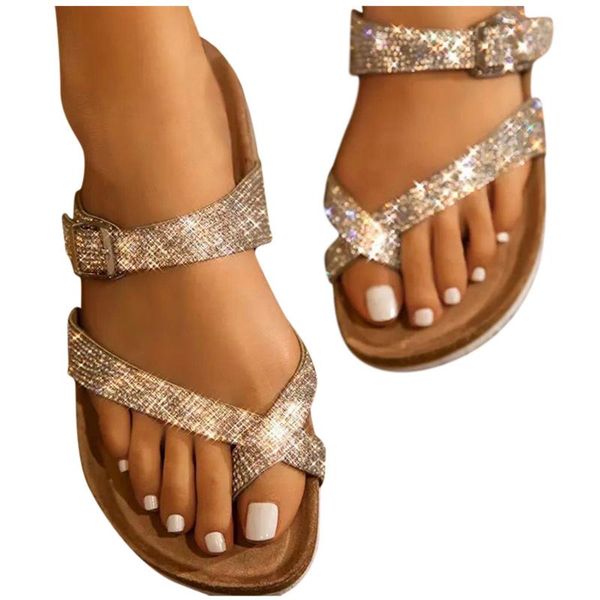 women sandals summer flip-flop flat belt buckle strappy open toe rhinestone bling beach shoe rhinestones slippers, Black
women sandals summer flip-flop flat belt buckle strappy open toe rhinestone bling beach shoe rhinestones slippers, Black