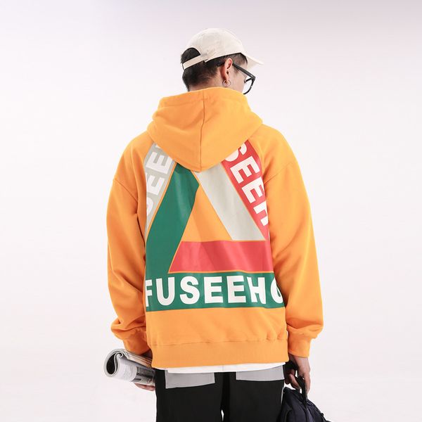 the fine fleece hoodies sweater men's autumn national trend triangle letter printing loose hooded coat street plush top, Black
the fine fleece hoodies sweater men's autumn national trend triangle letter printing loose hooded coat street plush top, Black