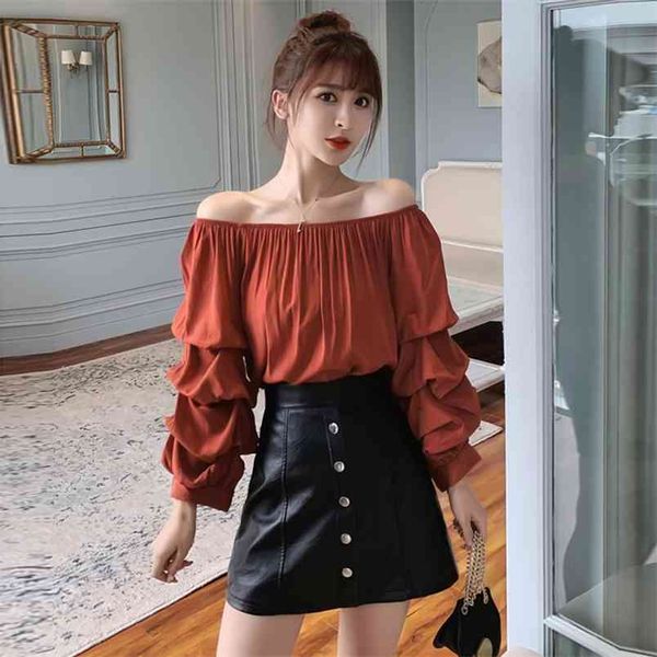spring autumn women's lantern sleeve chiffon shirt korean slash neck solid color long gd419 210506, White
spring autumn women's lantern sleeve chiffon shirt korean slash neck solid color long gd419 210506, White