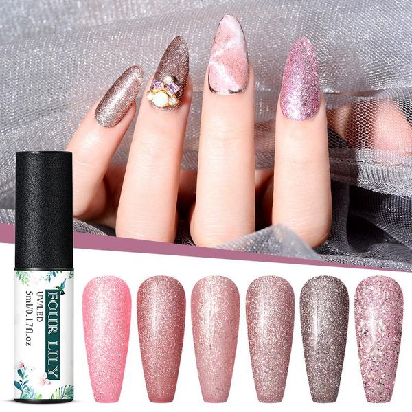nail gel four lily 5ml semi-transparent rose gold nude color glitter soak off uv long lasting art varnishes, Red;pink
nail gel four lily 5ml semi-transparent rose gold nude color glitter soak off uv long lasting art varnishes, Red;pink