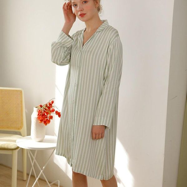 spring sleepwear women green color striped design cardigan shirt long sleeve nightdress with button breathable nightgown ladies women's, Black;red
spring sleepwear women green color striped design cardigan shirt long sleeve nightdress with button breathable nightgown ladies women's, Black;red