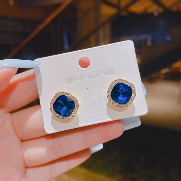 s925 sier needle korean temperament fashion blue earrings exquisite french female, Golden
s925 sier needle korean temperament fashion blue earrings exquisite french female, Golden
