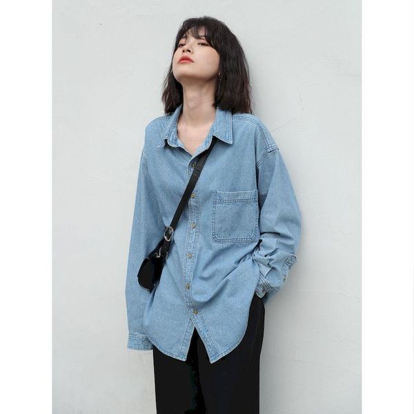 women's blouses & shirts denim shirt women autumn 2021 retro loose design sense blouse korean version thin long-sleeved jacket vintage, White
women's blouses & shirts denim shirt women autumn 2021 retro loose design sense blouse korean version thin long-sleeved jacket vintage, White