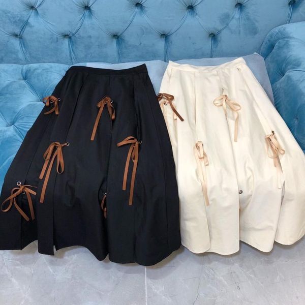 skirts ladies 2021 fashion solid color bow tie big pleated skirt 1015, Black 
skirts ladies 2021 fashion solid color bow tie big pleated skirt 1015, Black